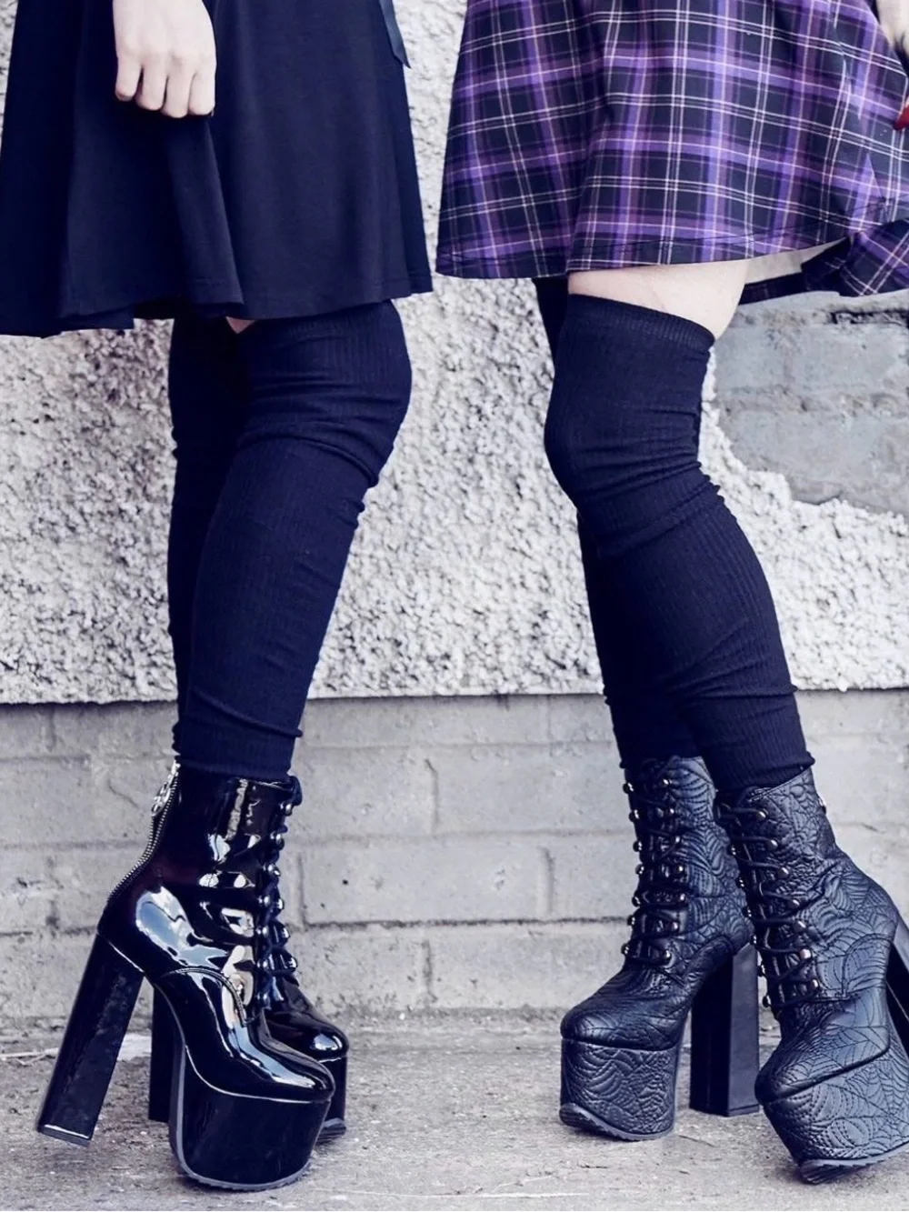 Killstar 2018 Black Patent PVC Trace Platform Boots Size 6